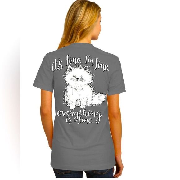Southern attitude I’m fine cat shirt - Picture 1 of 9